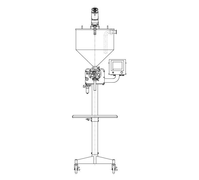 ホッパーへの供給を想定した仕様です。また、ホッパーに攪拌機も取付連動可能です。